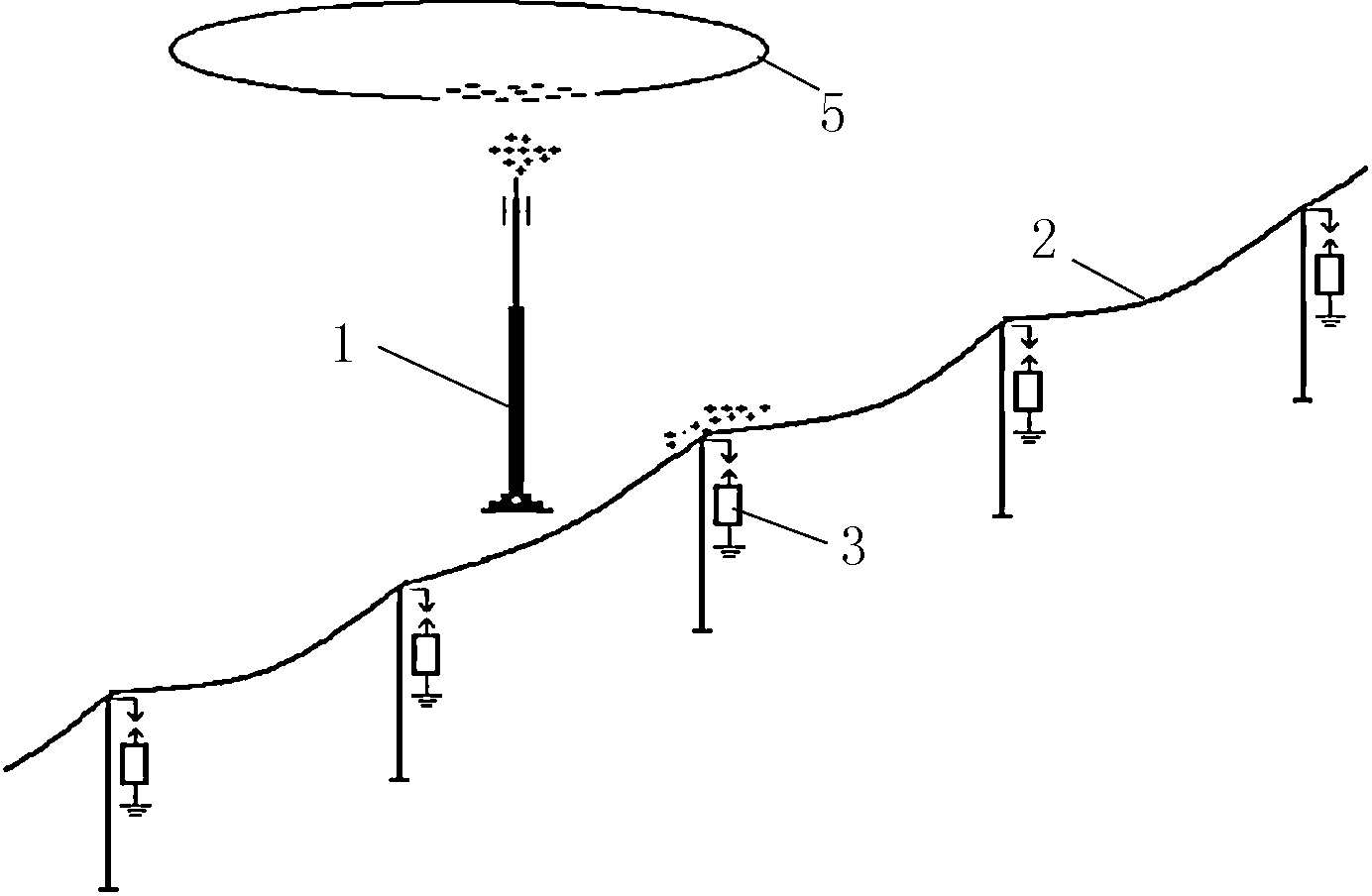 Lightning protection method of distribution line near microwave tower