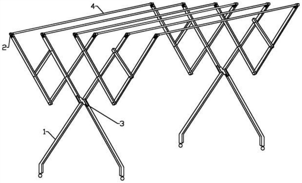Installation-free W-shaped floor type clothes hanger