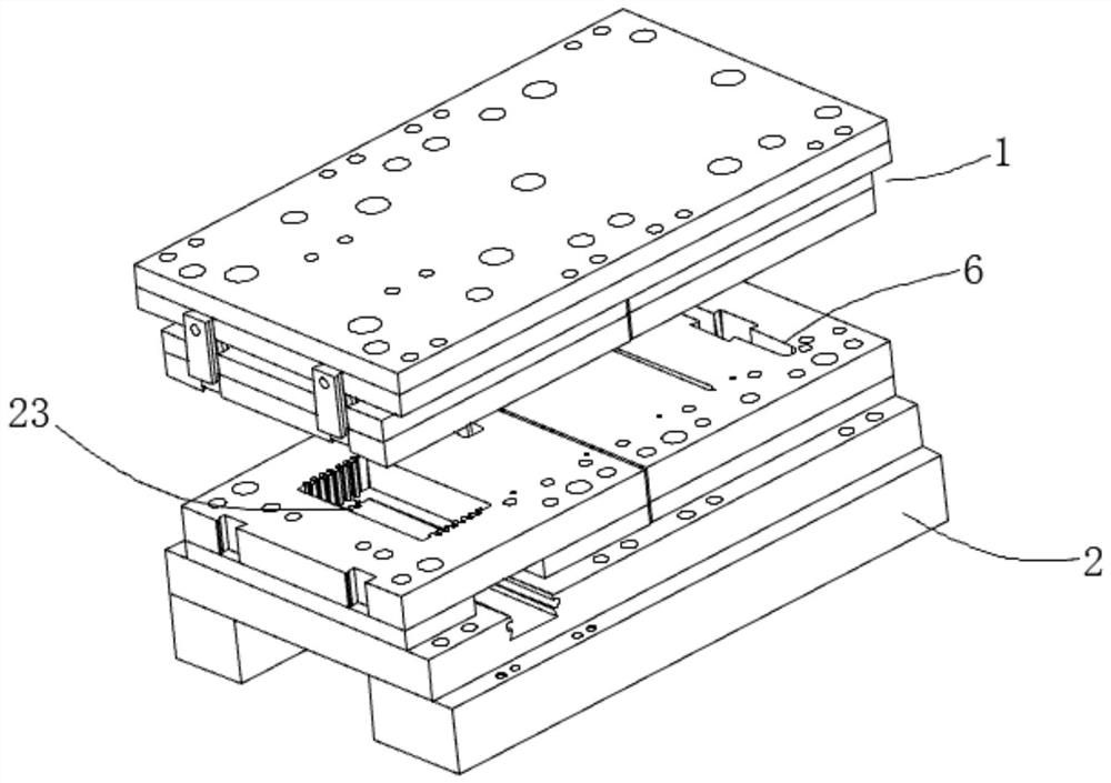 Stamping die applied to motor shell production and machining method