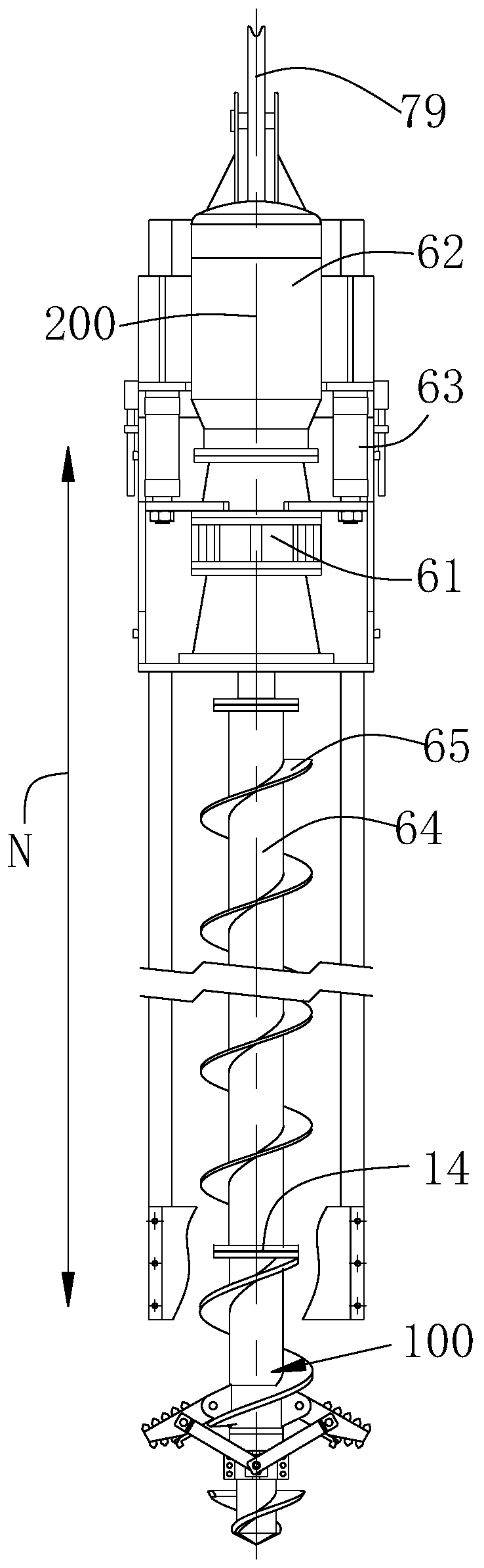 Variable cross-section spiral drilling tool and construction method of variable cross-section cast-in-situ bored pile