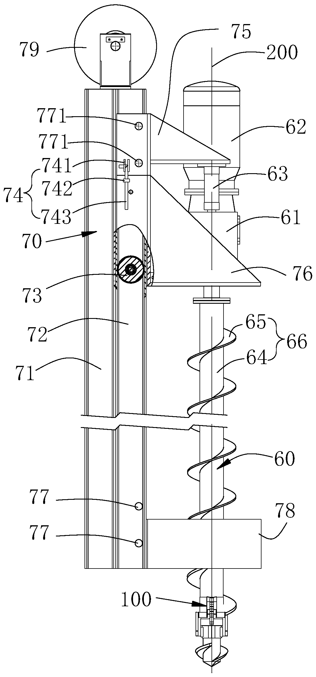 Variable cross-section spiral drilling tool and construction method of variable cross-section cast-in-situ bored pile