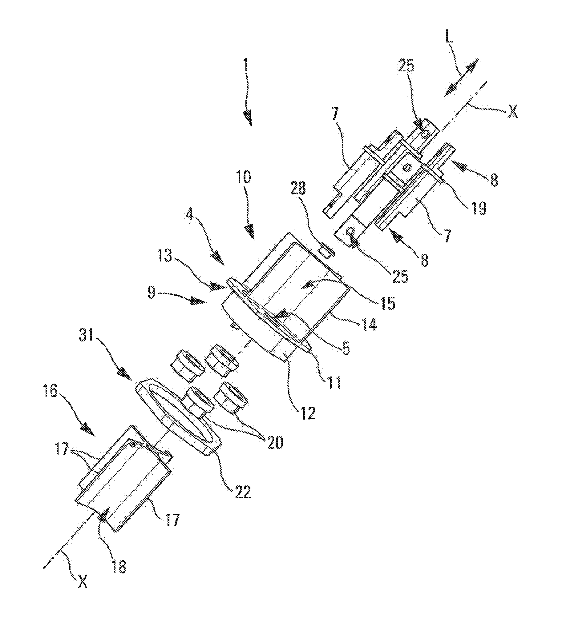 Interface device for the connection and the passage of an electric route through an airtight wall of an aircraft