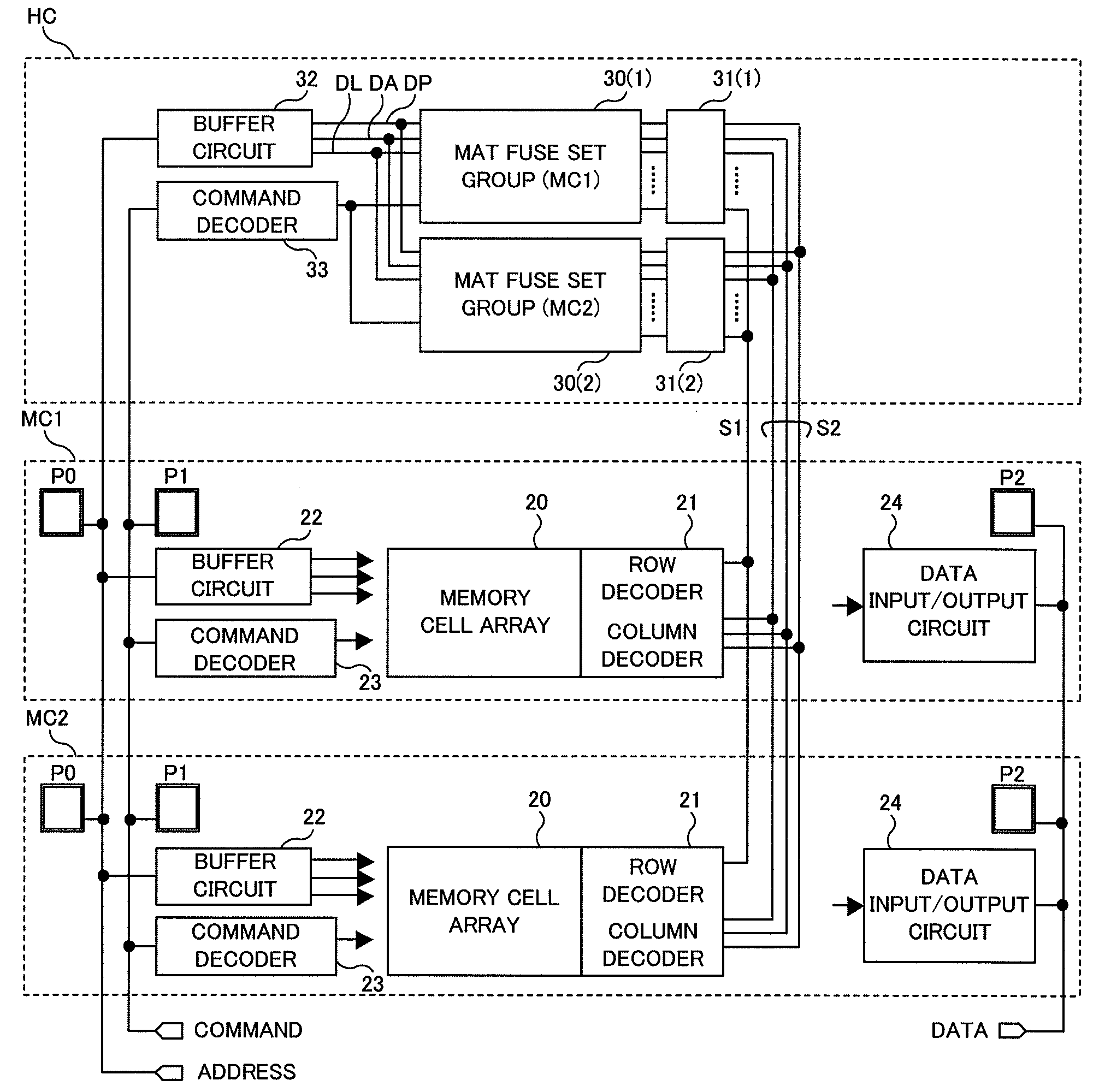 Stacked memory and fuse chip