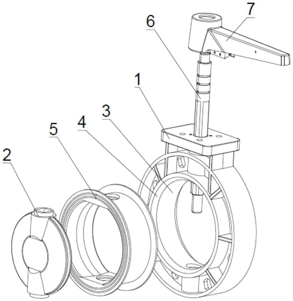 Large-caliber plastic butterfly valve