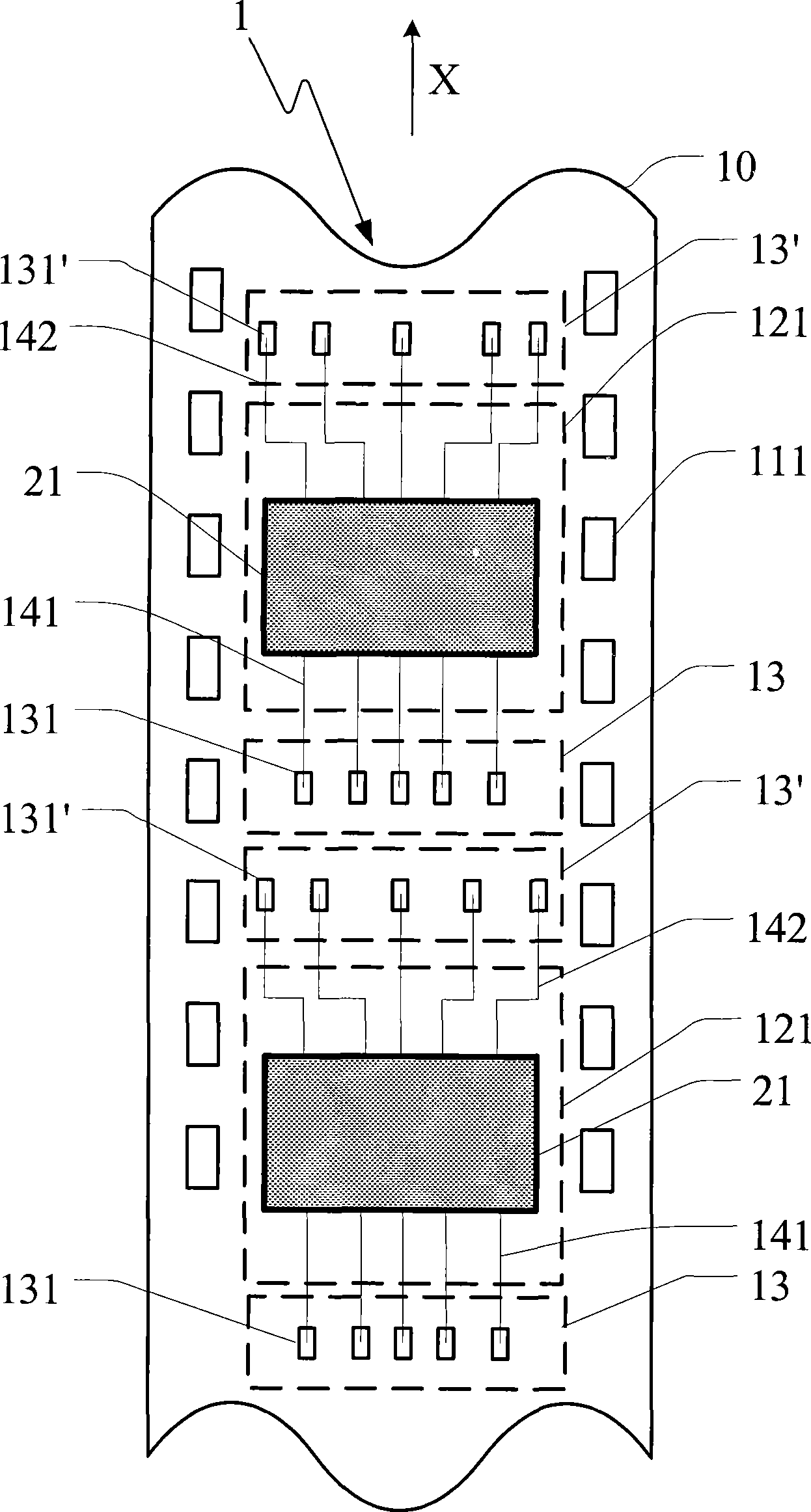 Load bearing belt for packing chip and chip packaging structure