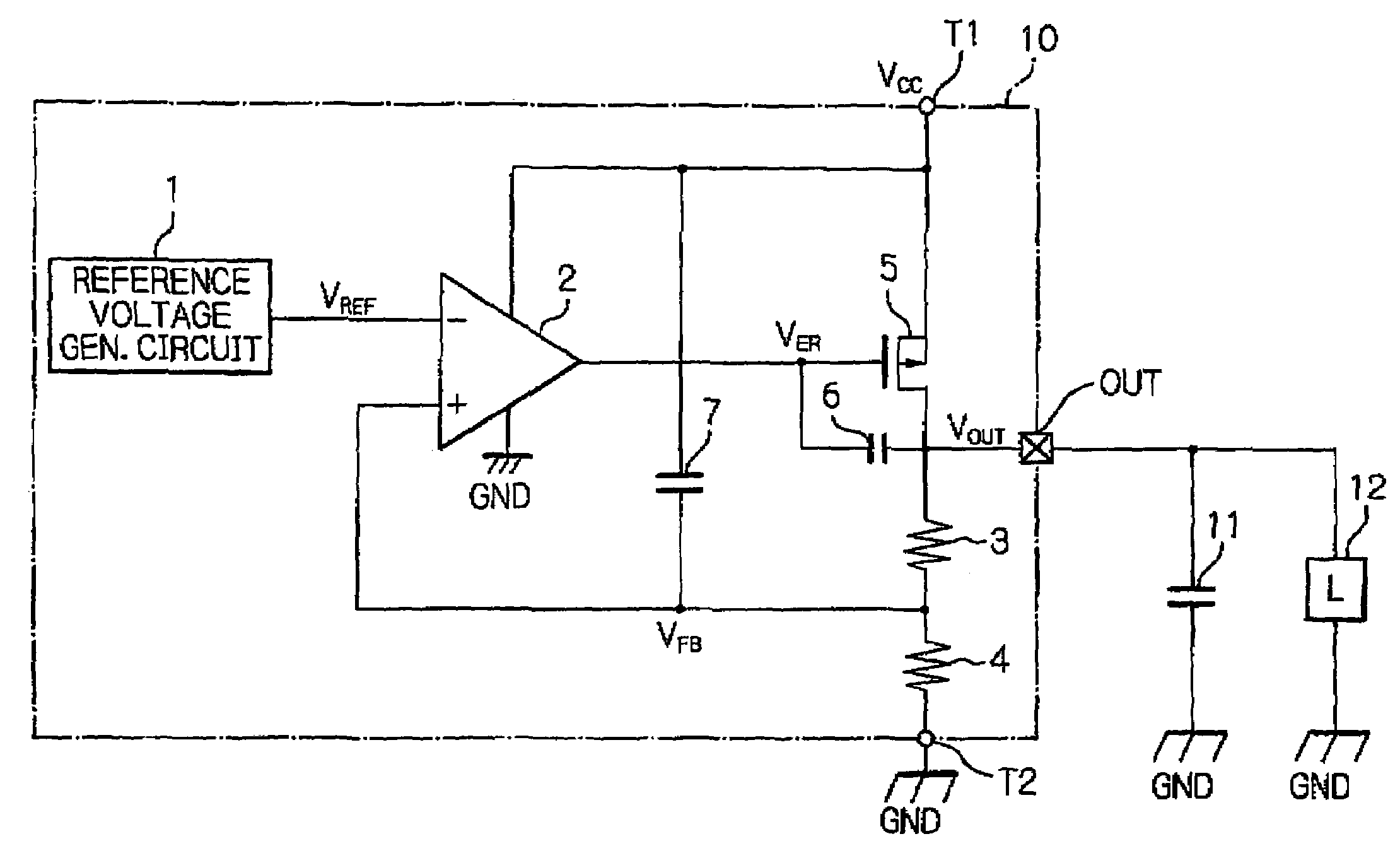 Voltage regulator with improved power supply rejection ratio characteristics and narrow response band