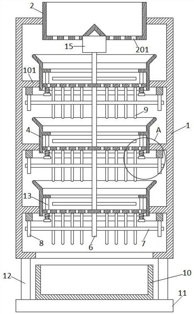 Multi-layer vibration type grain screening device