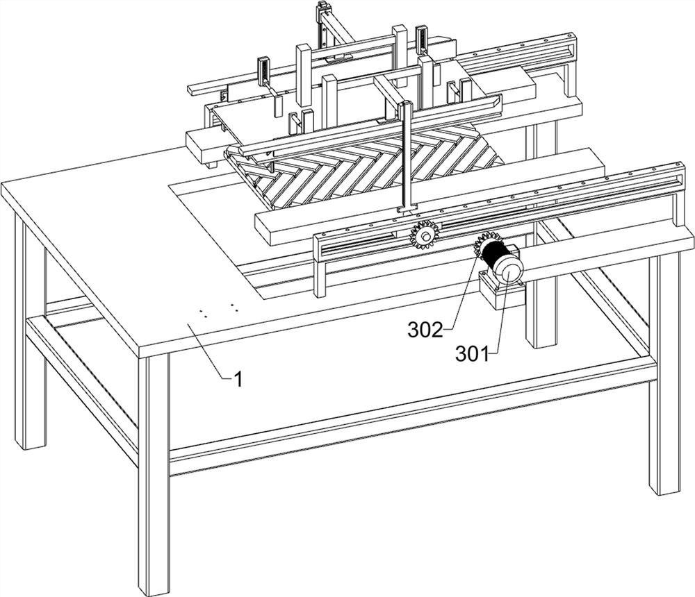 Automatic splicing, glue injecting and fixing equipment for automobile solid wood floors