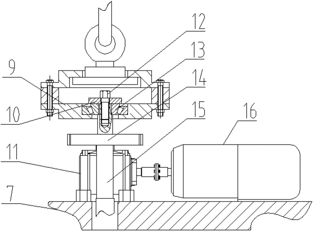 Shot blasting rotating shaking head suspension system for inner wall of train buffer tank