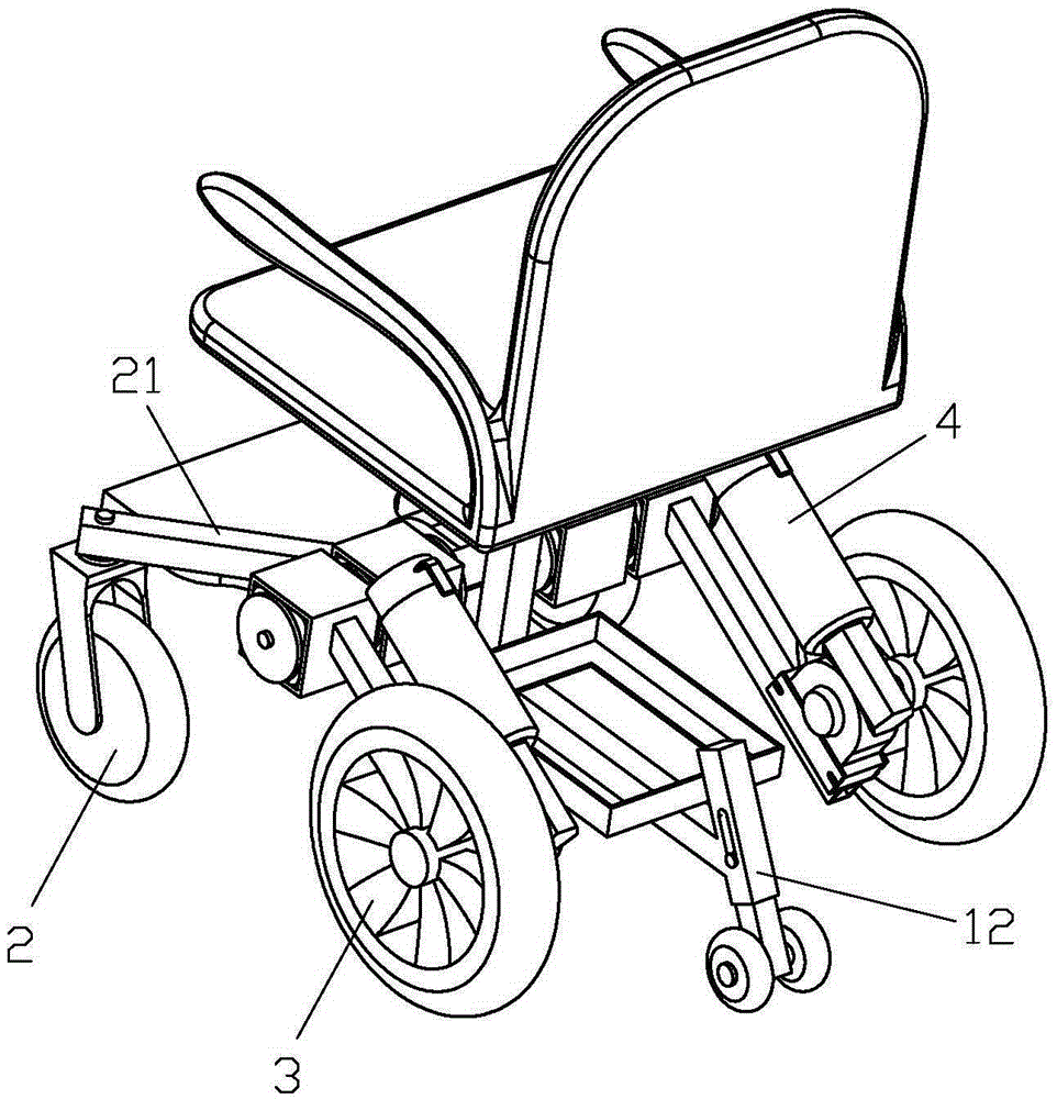 Four-wheel independent suspension system of electric wheelchair