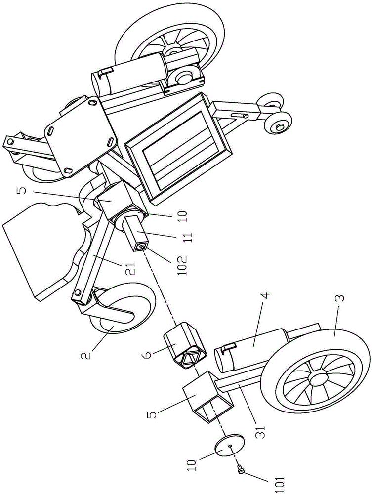 Four-wheel independent suspension system of electric wheelchair