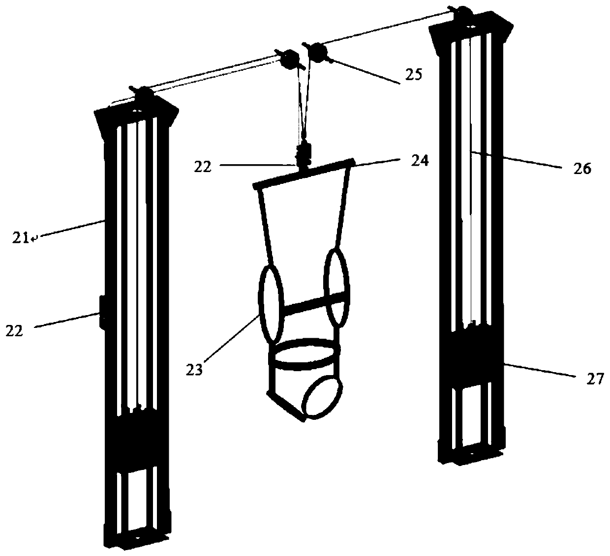 A kind of follow-up suspension type low-gravity simulation device for anthropometric measurement and training