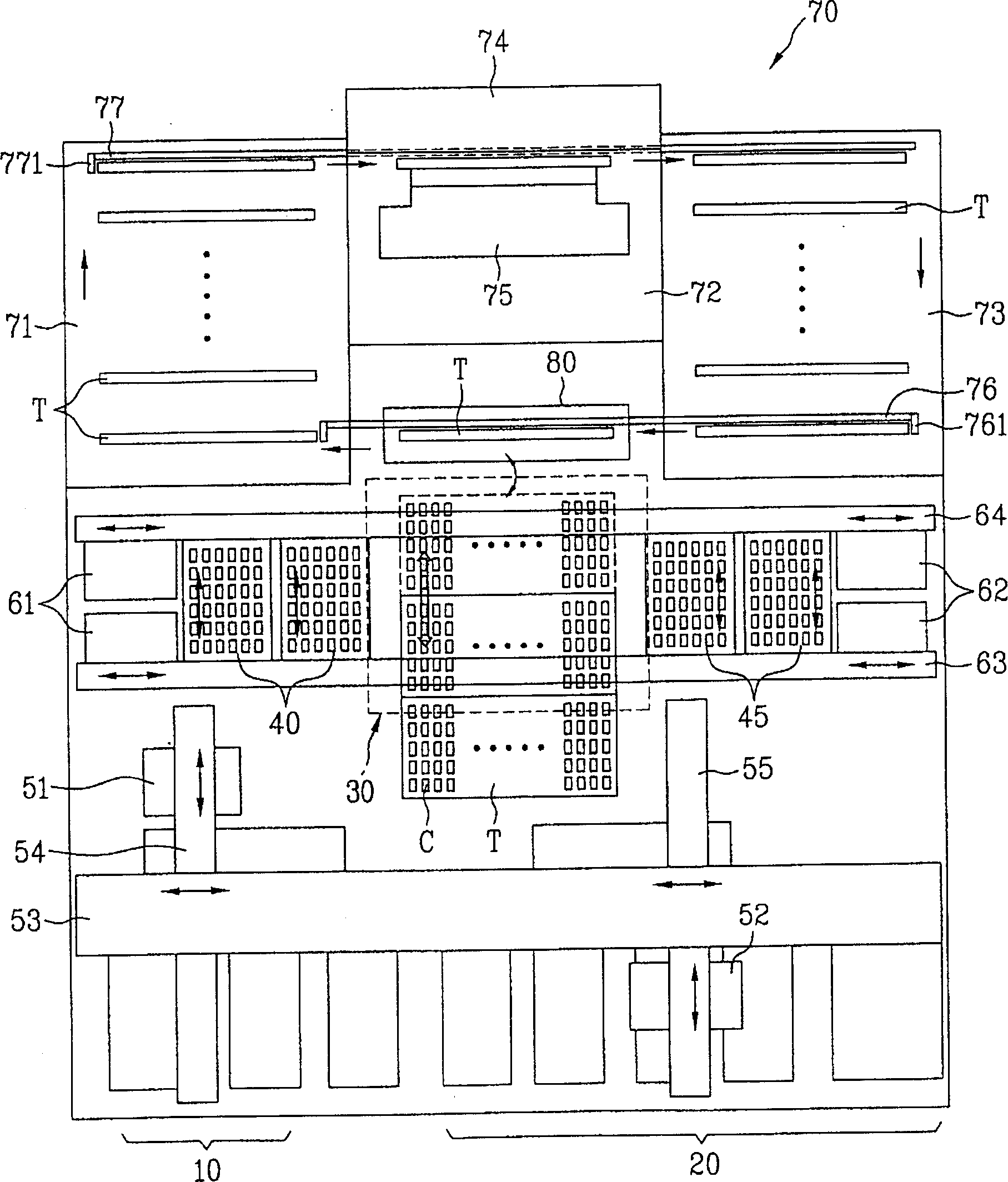 Handler for testing semiconductor devices