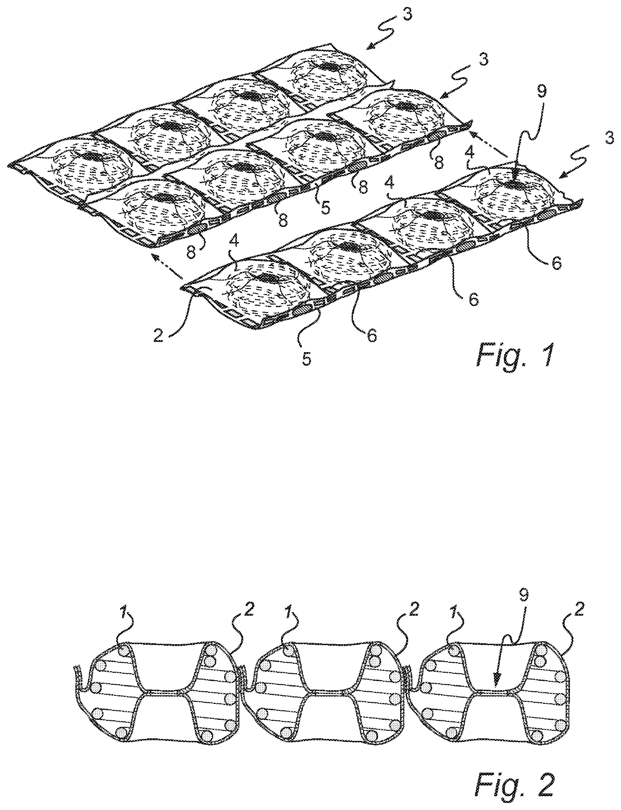 Pocket mattress comprising openings in the casing material