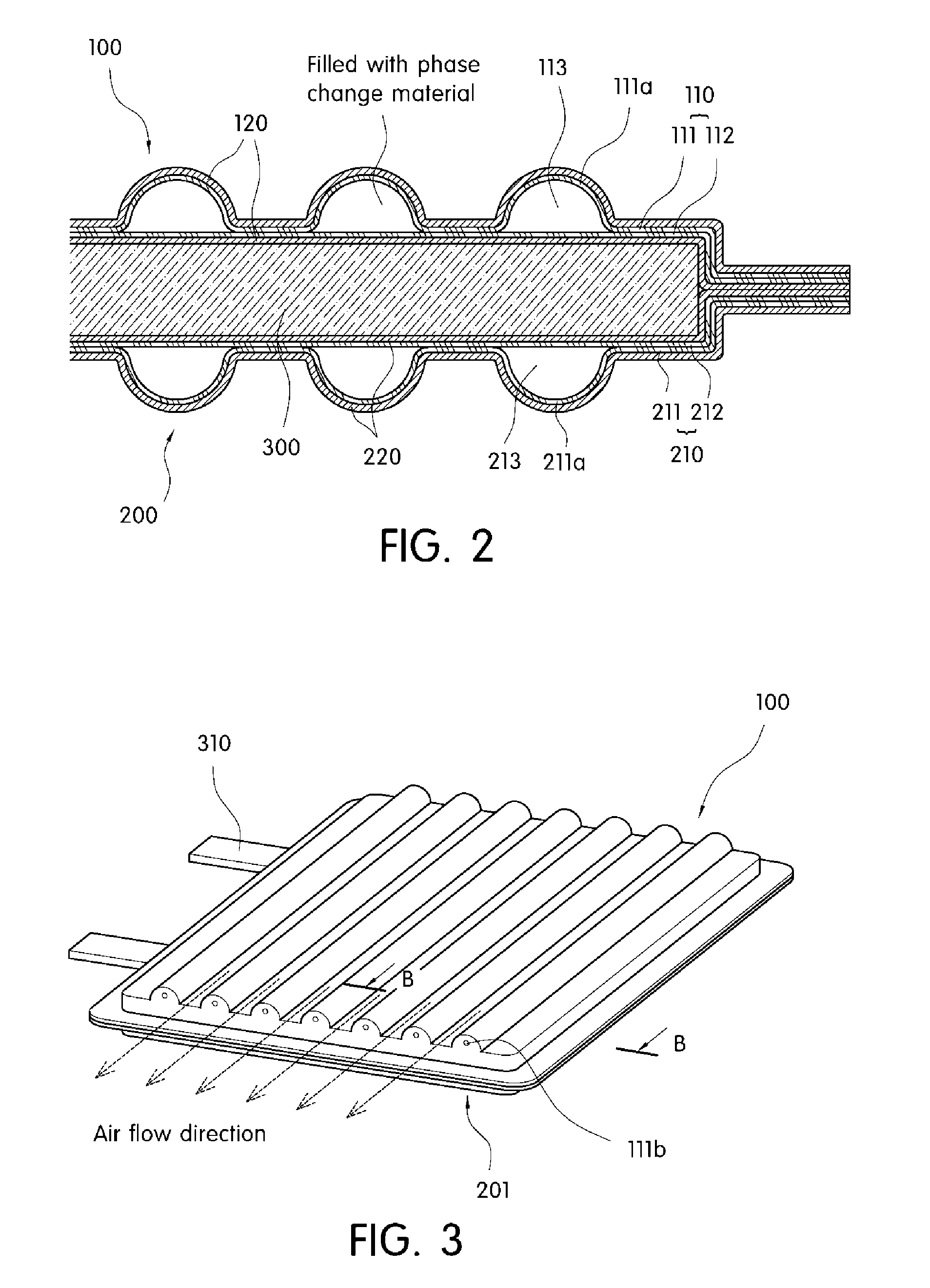 Battery package filled with phase change material and battery using the same