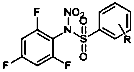 Preparation method and application of N-nitro-N-(2,4,6-trifluorophenyl)benzenesulfonamide compounds
