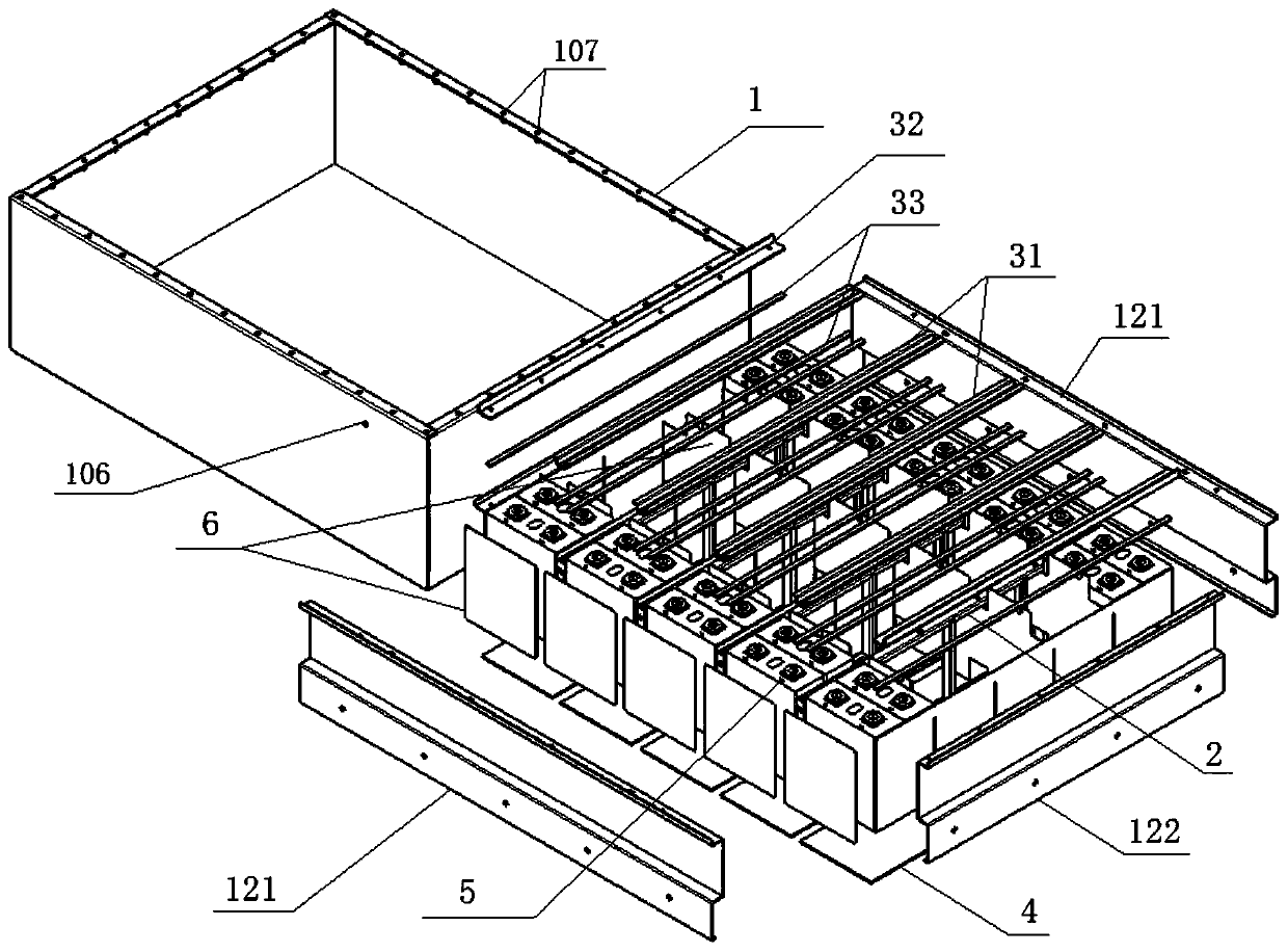 Non-modular type battery box for square electric forklift electric cores and power battery pack