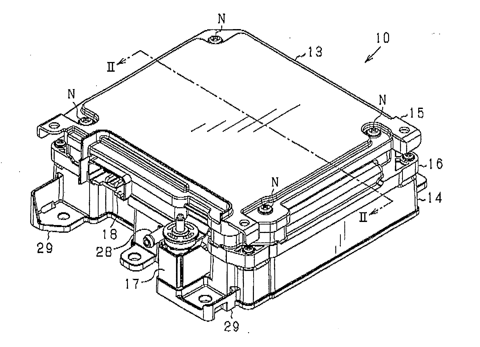 Structure of battery unit suitable for installation of water damage sensor