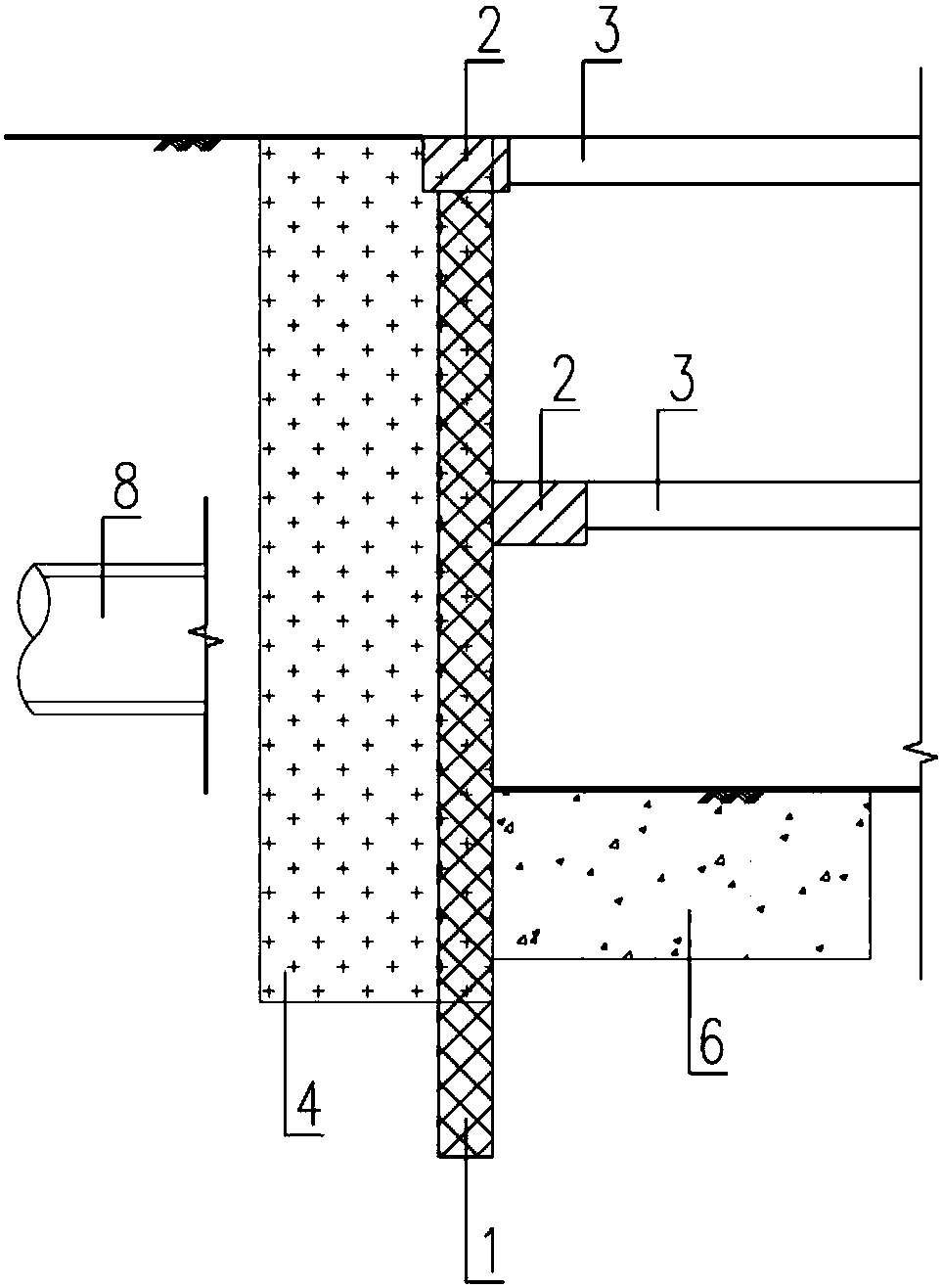 Supporting structure suitable for non-closed foundation pit