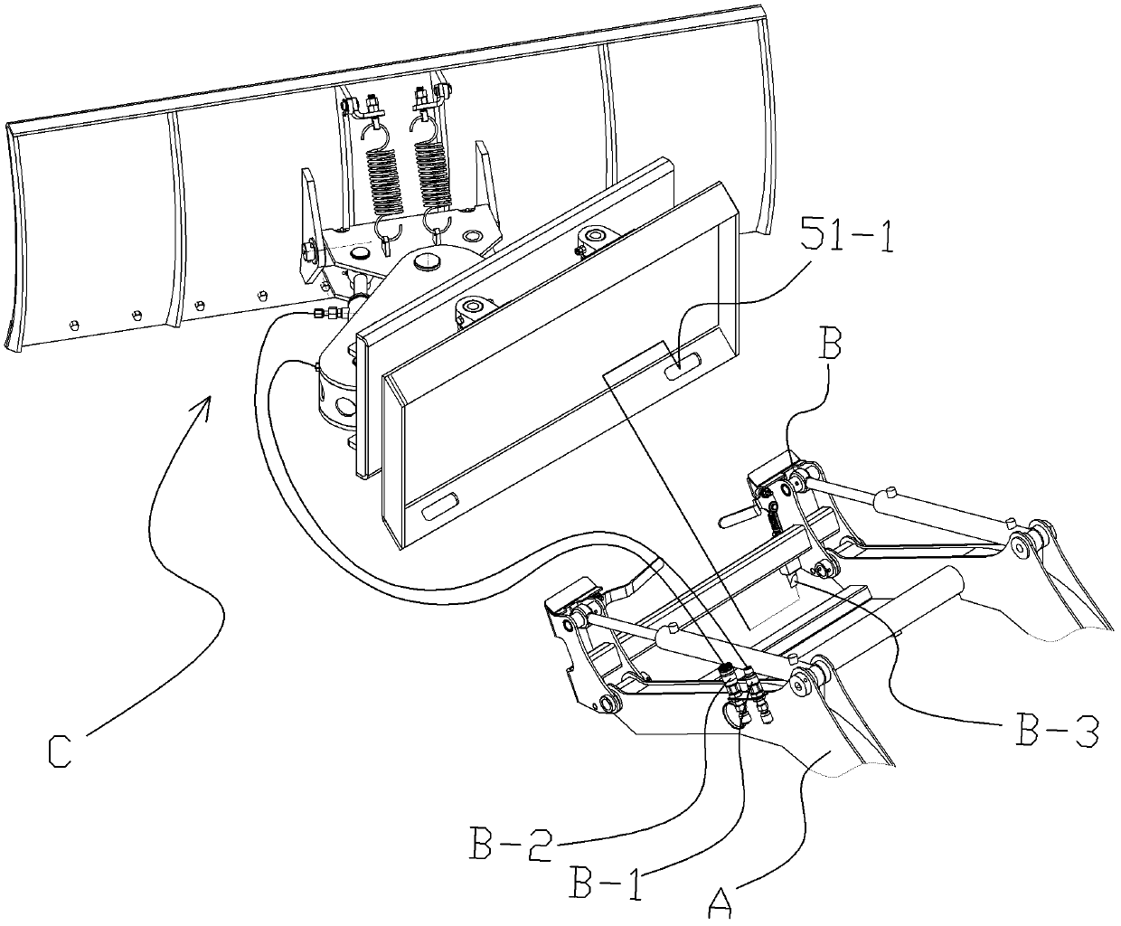 Snow pusher of skid steer loader