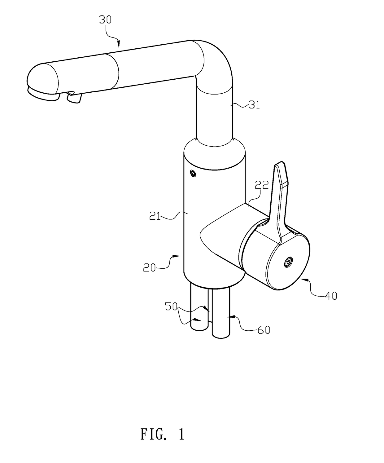 Faucet with pipe-in-pipe structure