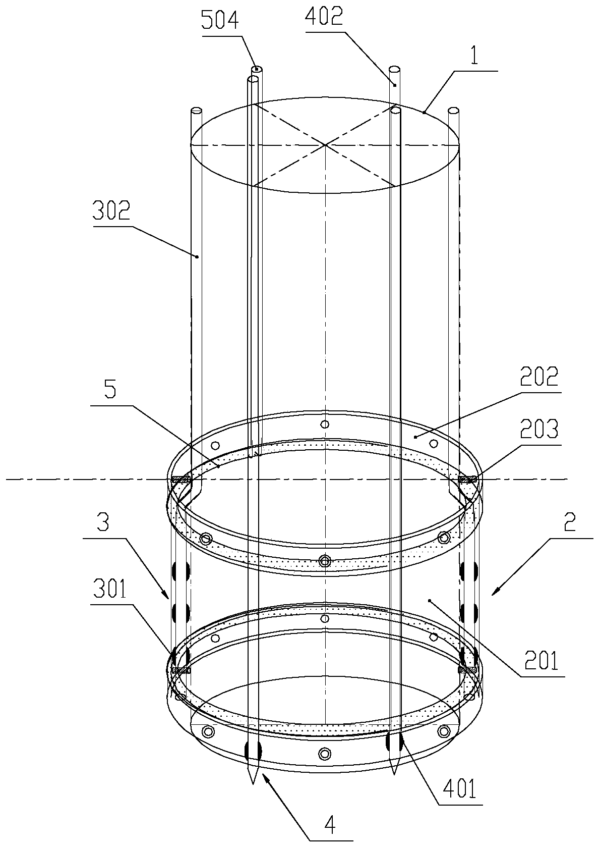 Post-combination grouting device and construction method of cast-in-situ pile pile end and pile side