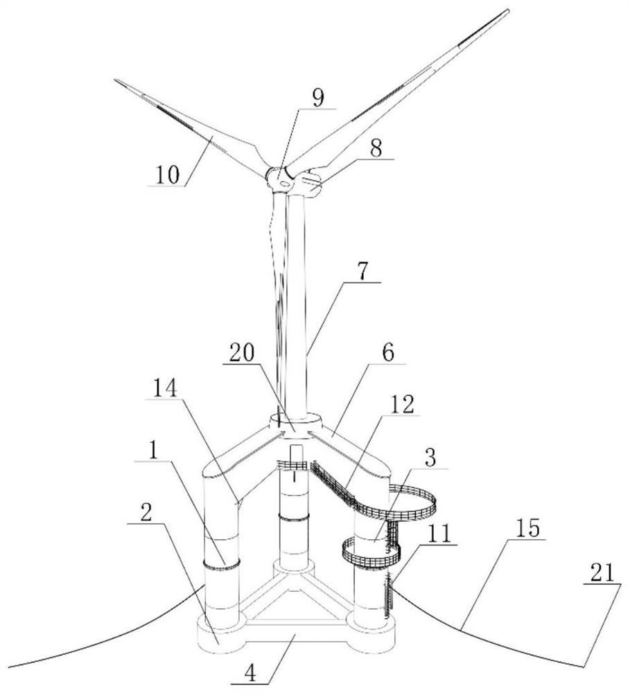 Ultra-large semi-submersible floating type wind turbine foundation based on tuned mass dampers