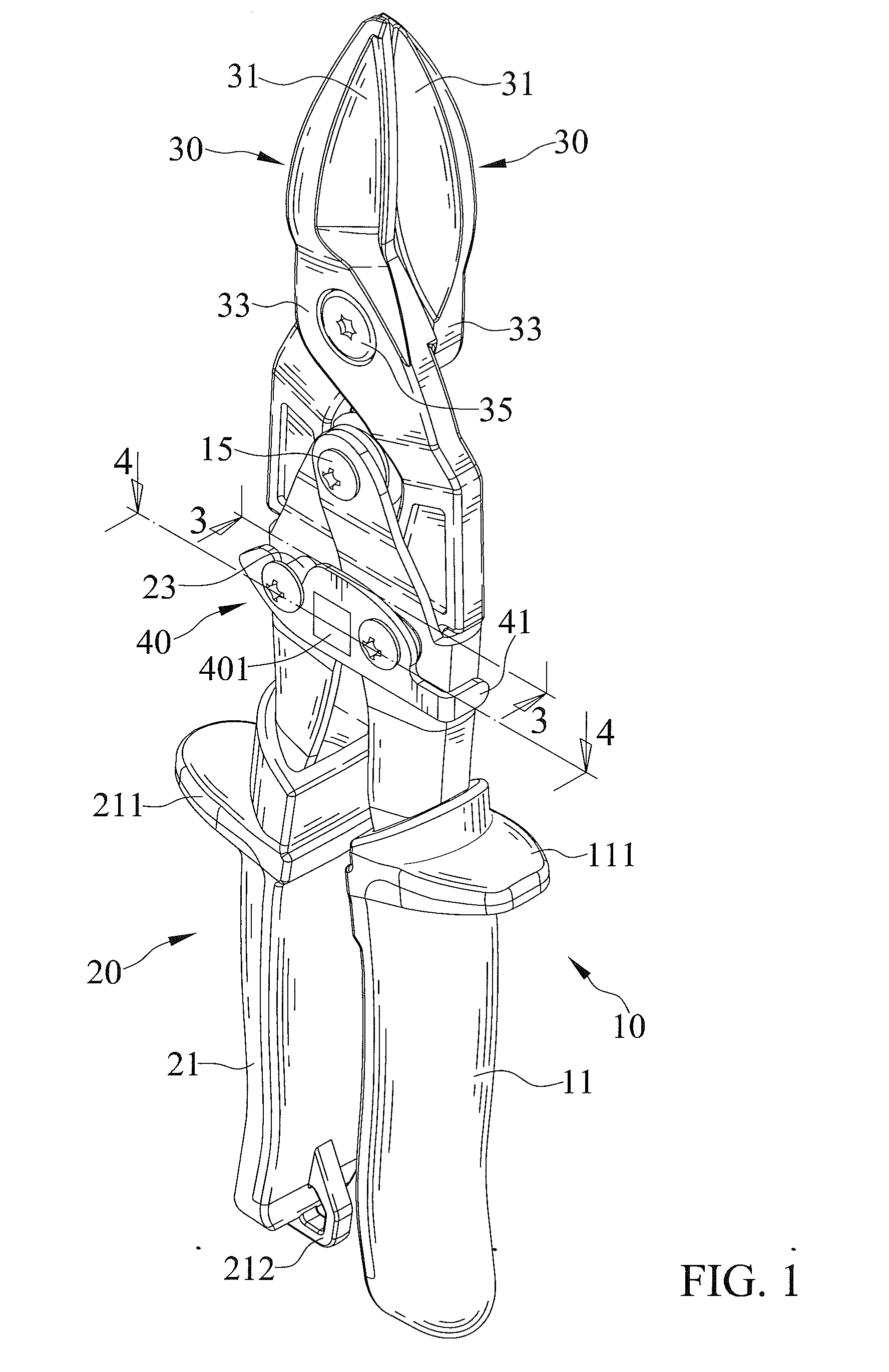Snips with One-Hand-Operable Lock Device