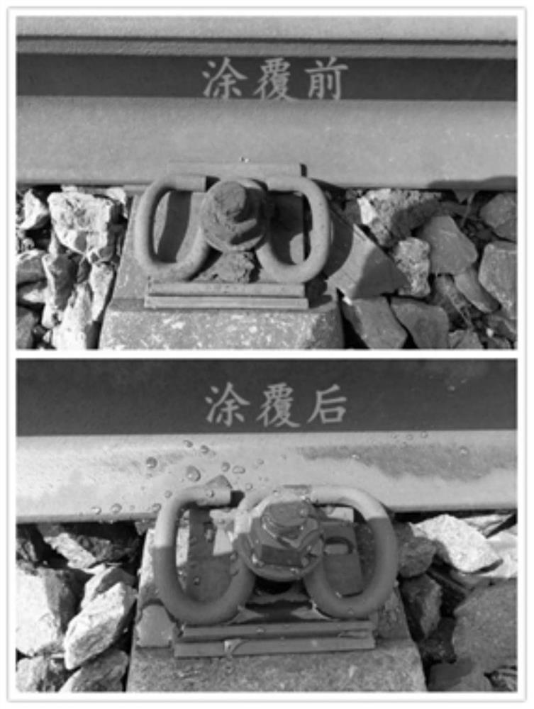 Anti-corrosion composite coating for steel rail fastener elastic strips and bolt spikes and preparation method and coating method thereof