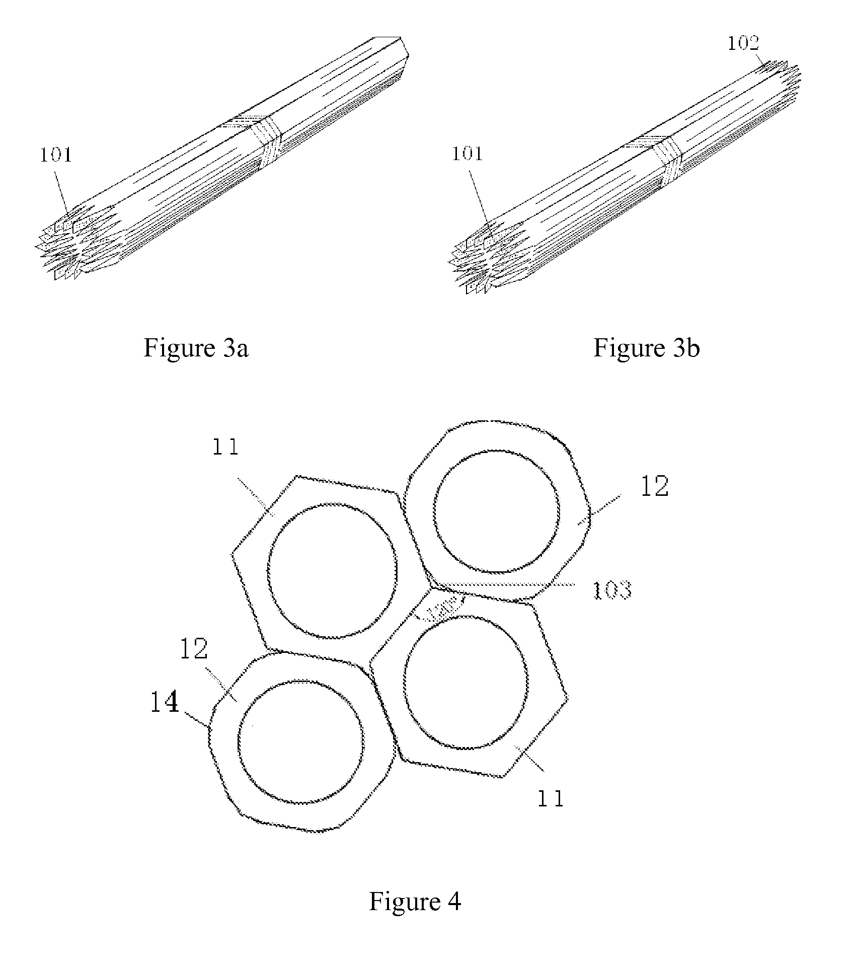 Prestress structural material formed by reorganization with polygonal original bamboo and the manufacturing method