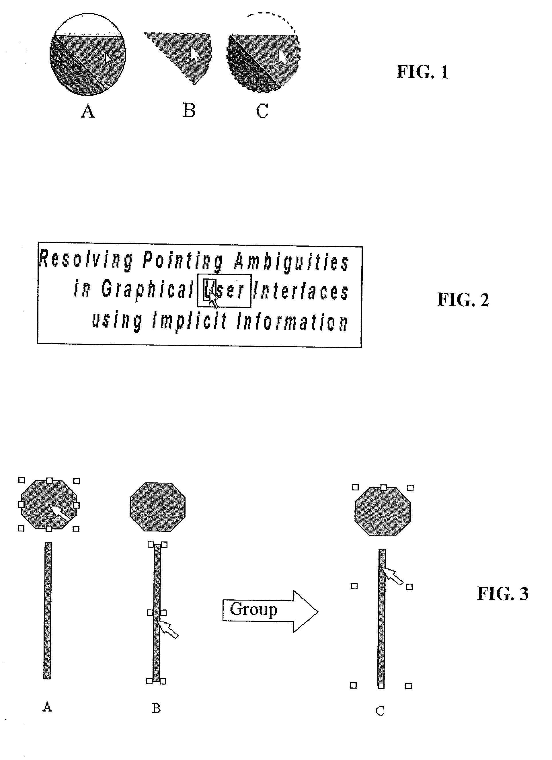Method and system for implicitly resolving pointing ambiguities in human-computer interaction (HCI)