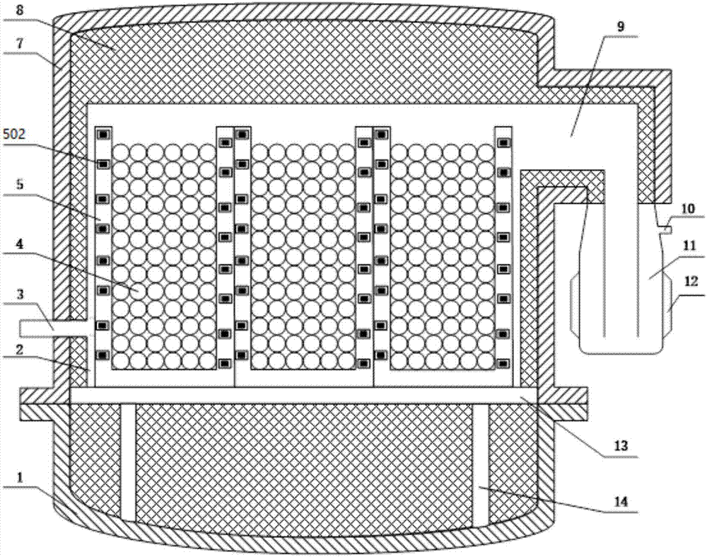 Single-spiral embedded excitation type magnesium vacuum reduction furnace adopting electromagnetic induction inner heating