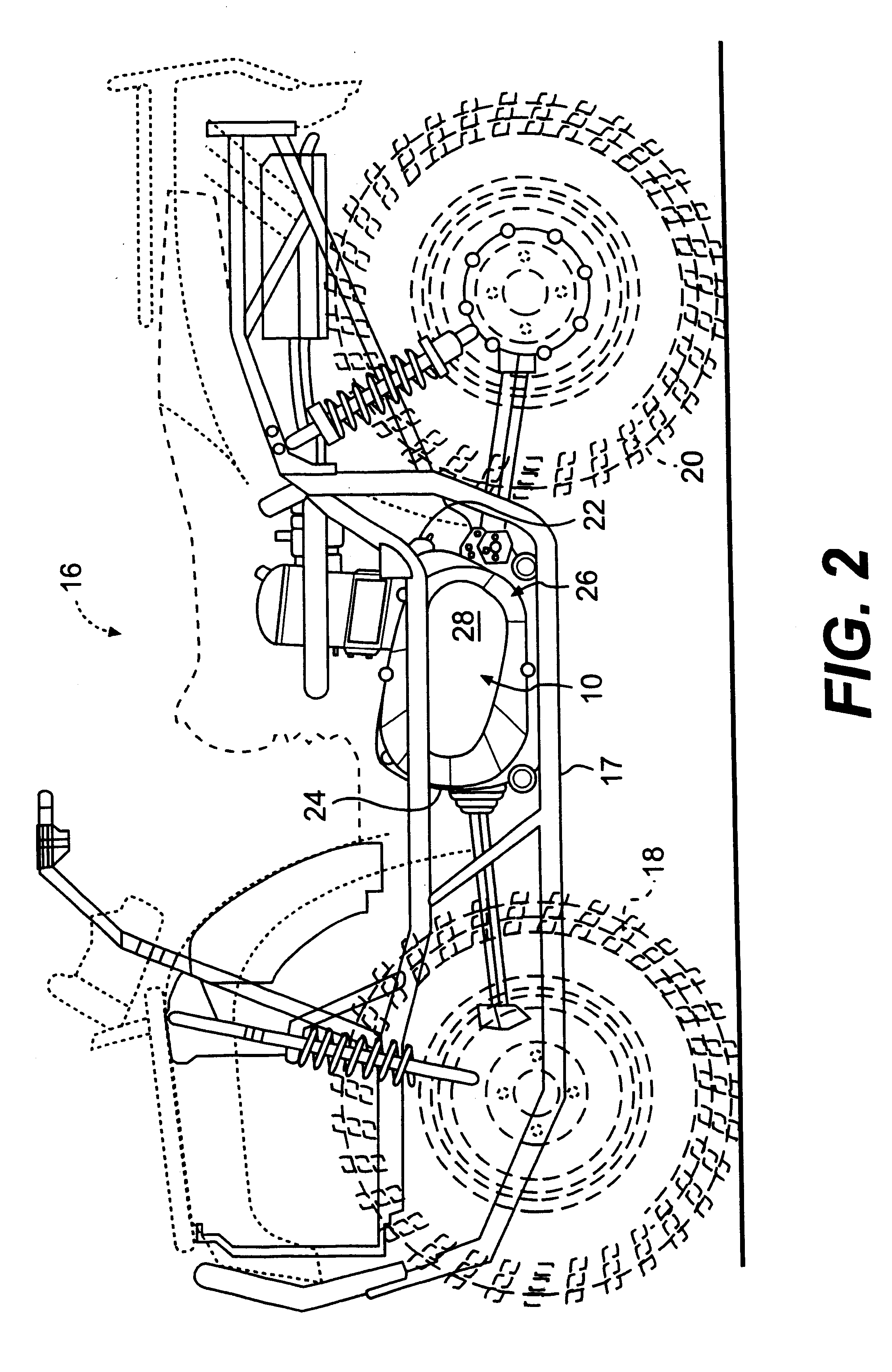 Component arrangement for an all terrain vehicle