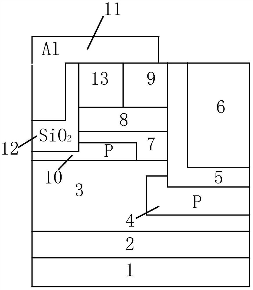IGBT structure with trench emitter buried layer