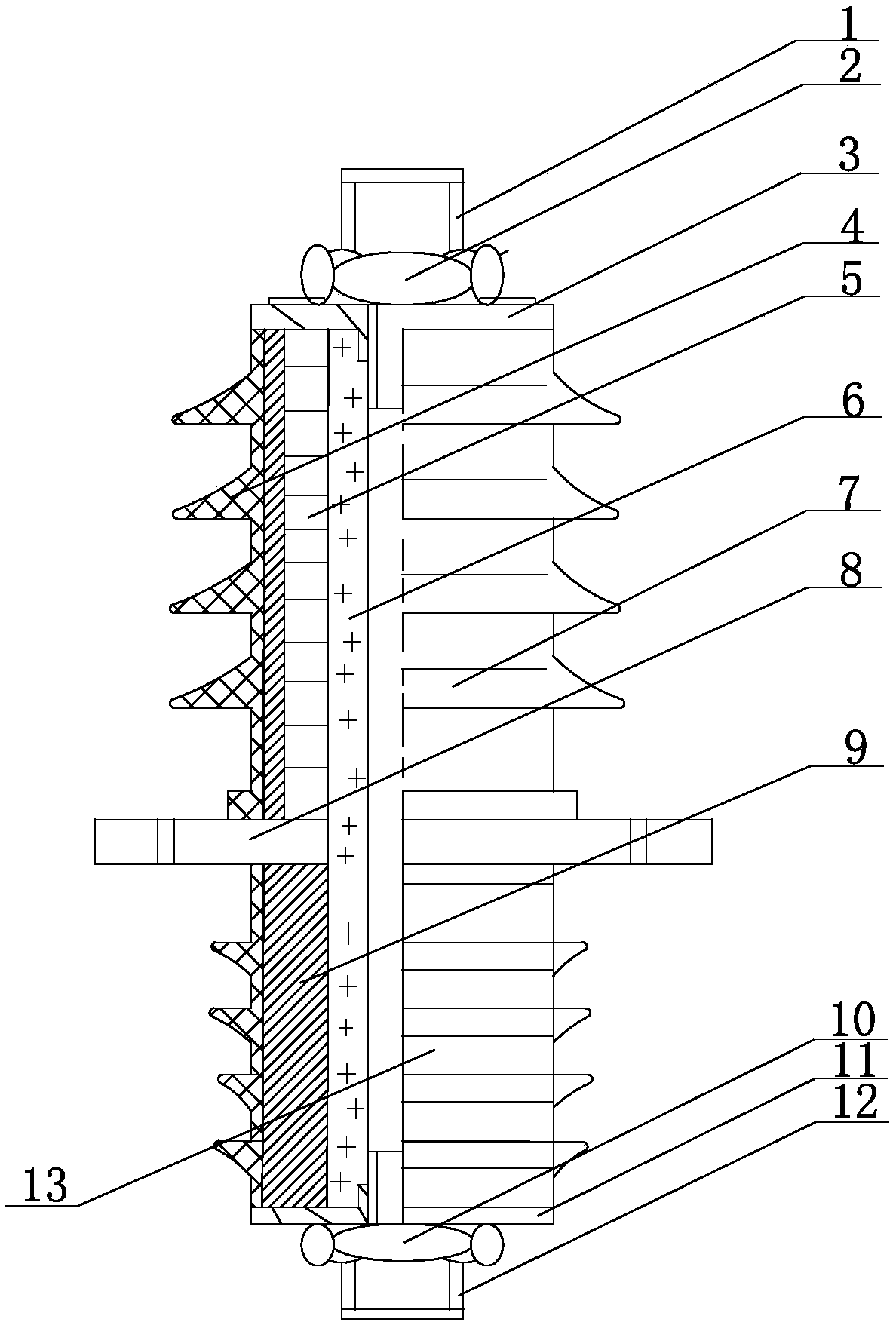 Composite insulated lightning protection wall bushing for power system