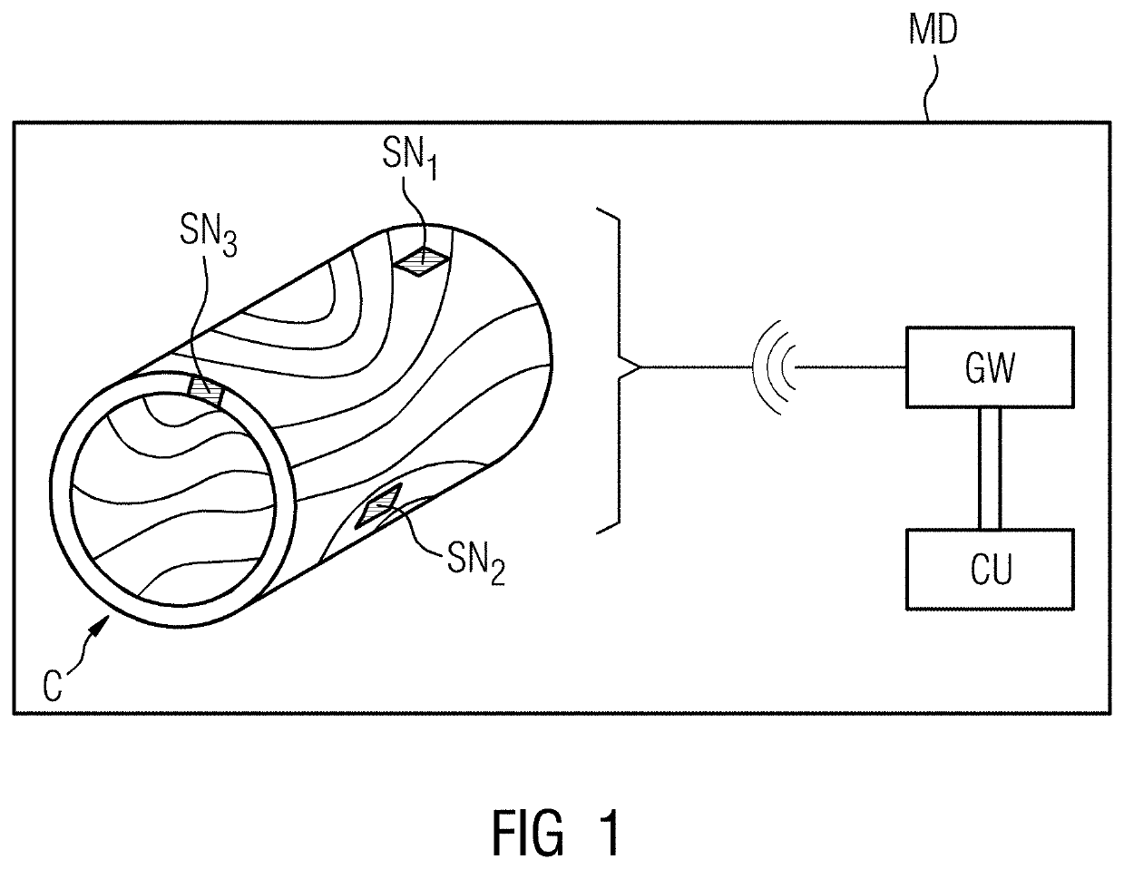 Sensor array in a component of an imaging device