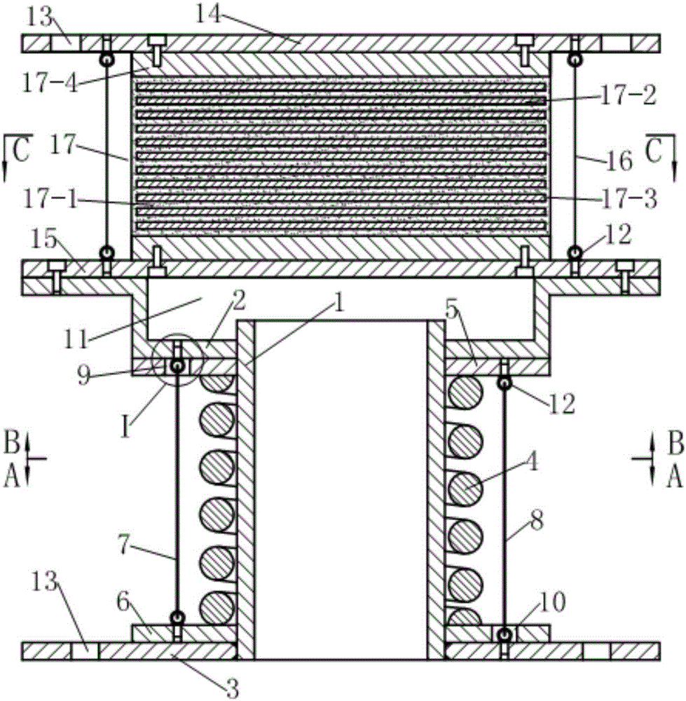 Three-dimensional shock isolation device capable of presetting vertical early-stage rigidity