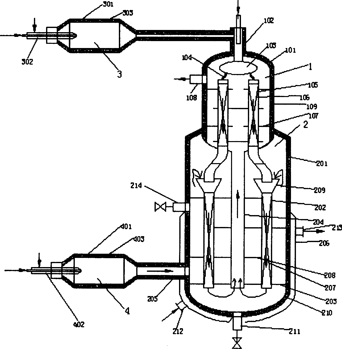 Hydrocarbon-converting synthetic gas producing apparatus and method