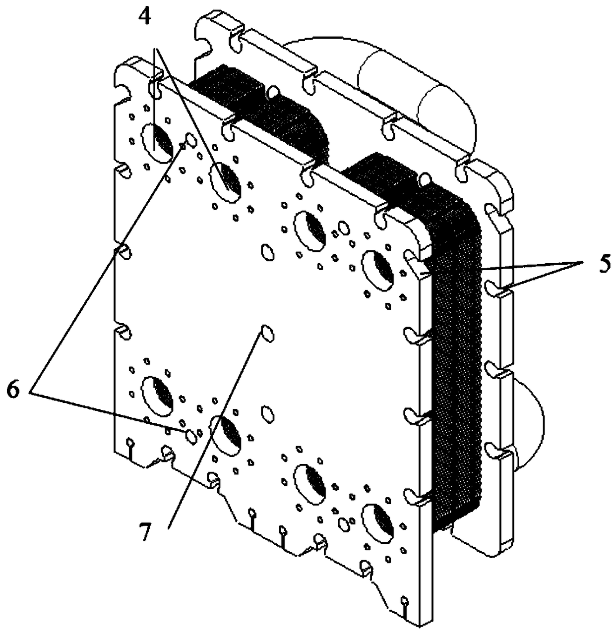 Combined plate heat exchanger with external communicating passage