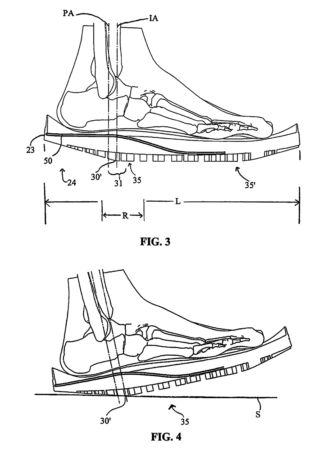 Footwear with tapered heel and methods of manufacture and measurement