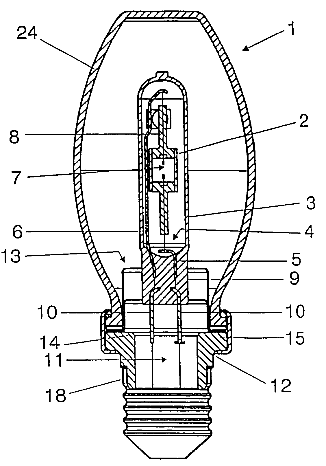Holding device for fixing a lamp bulb and associated lamp