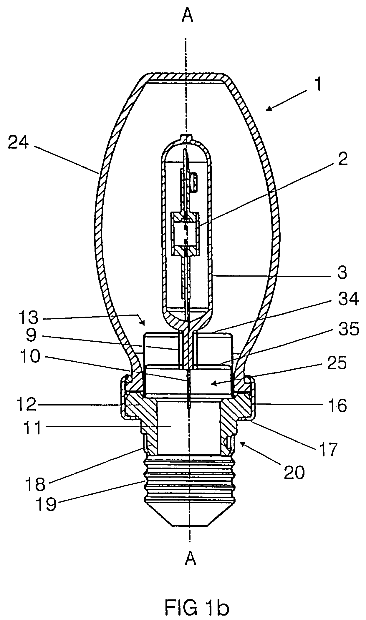 Holding device for fixing a lamp bulb and associated lamp