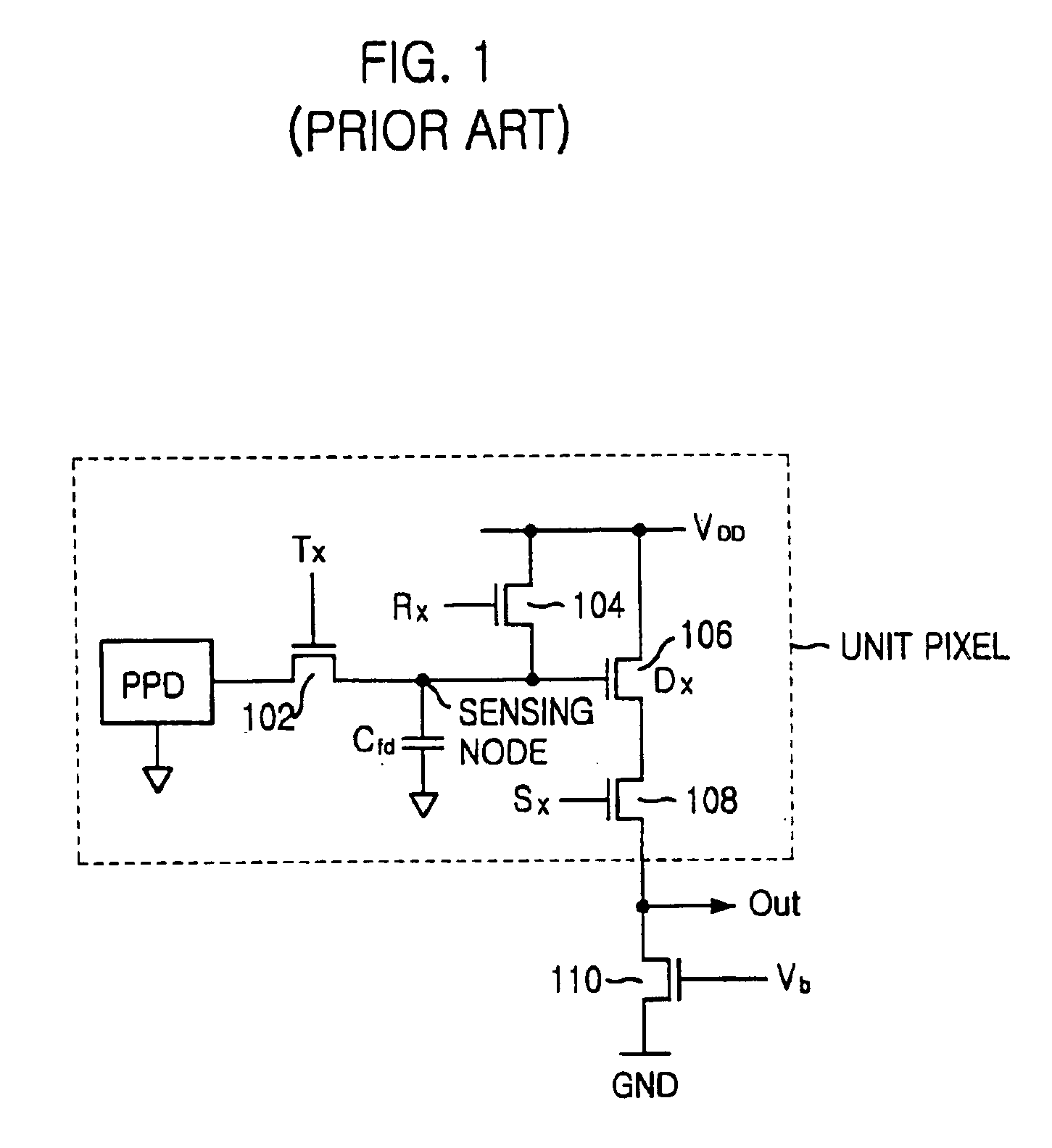 Image sensor with improved dynamic range by applying negative voltage to unit pixel