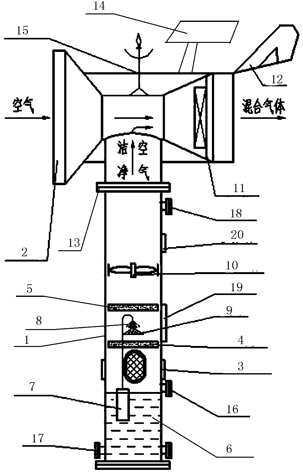 Wind-concentrating type large flow haze-removing air purifying system