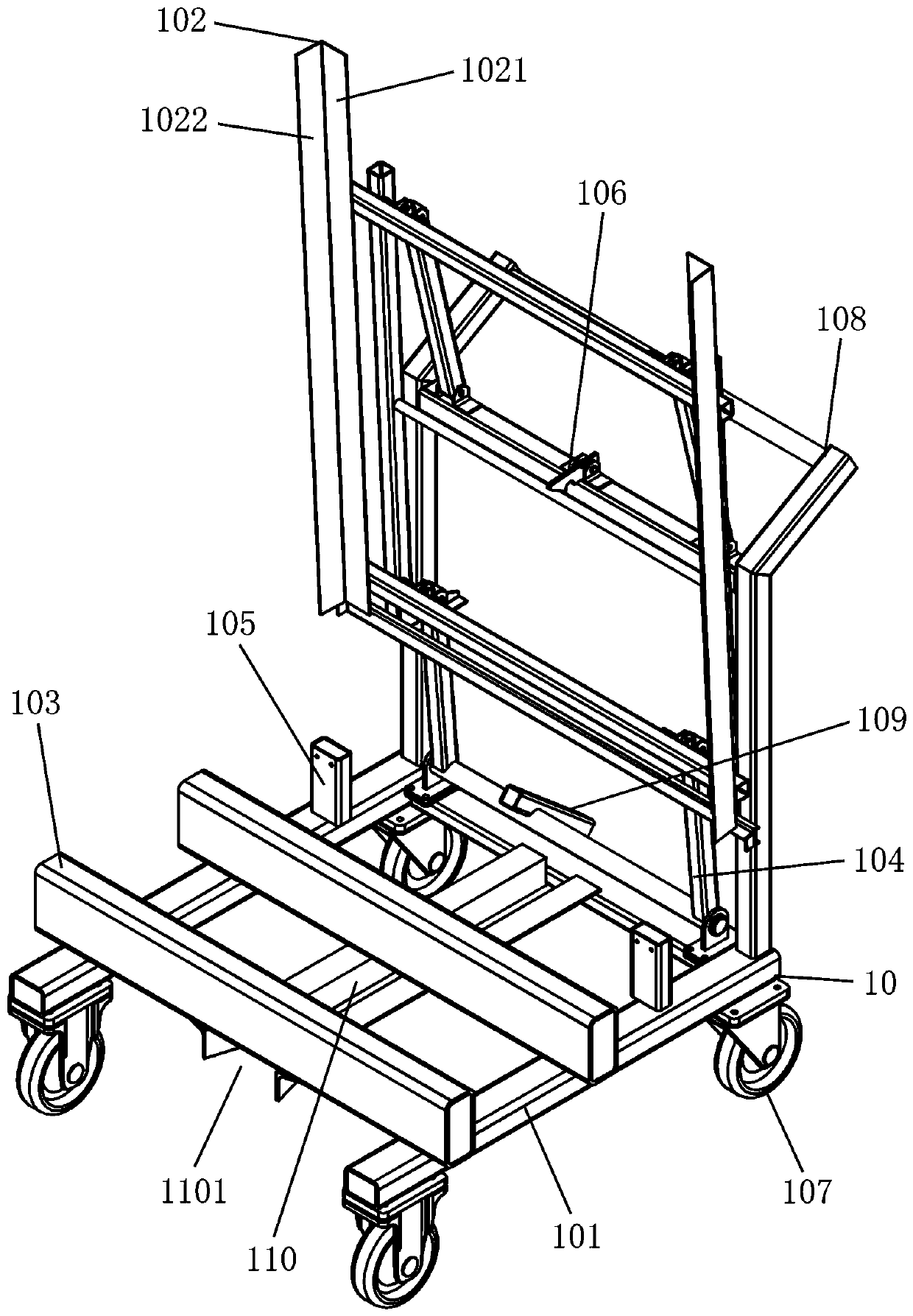 Feed trolley used for stacked materials