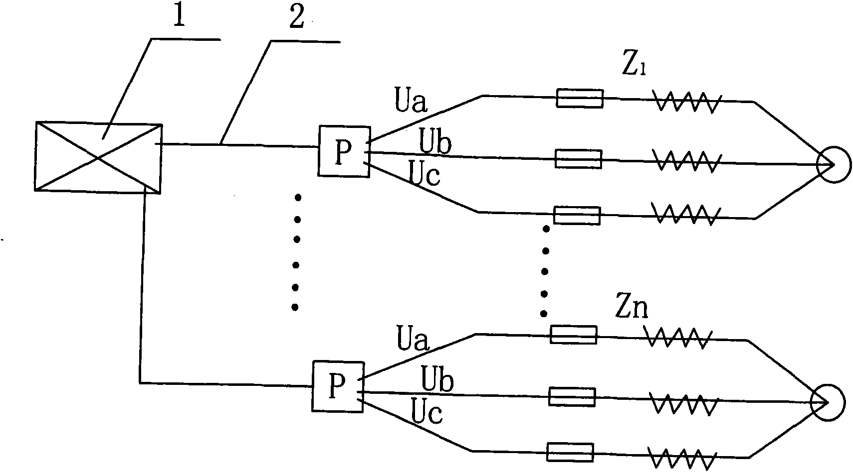 Power distribution device for improving active power of series electric tracer heating system