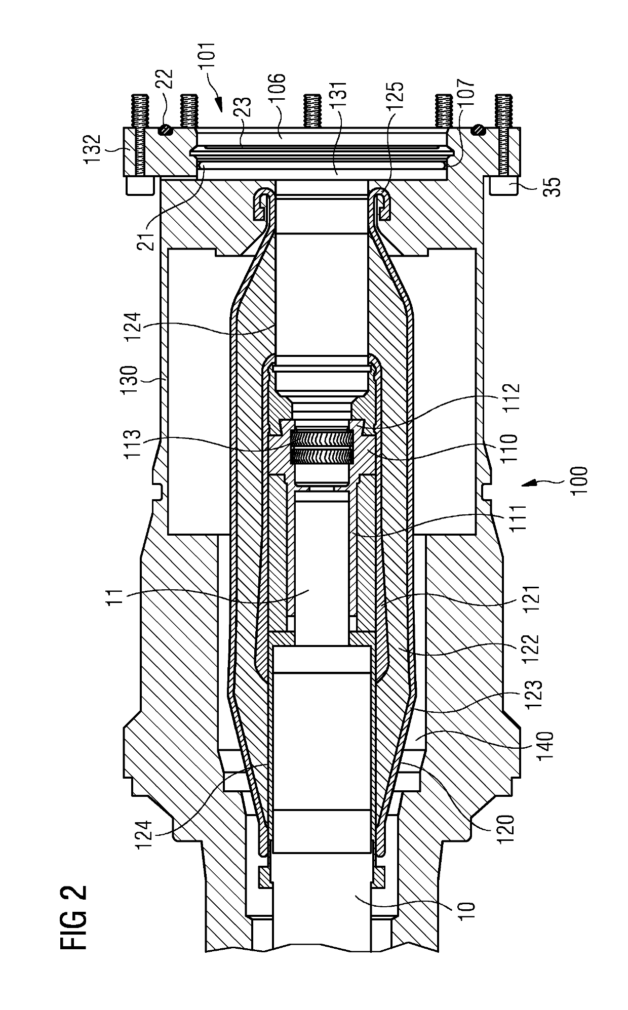 Subsea termination gland, connector front end and connector assembly