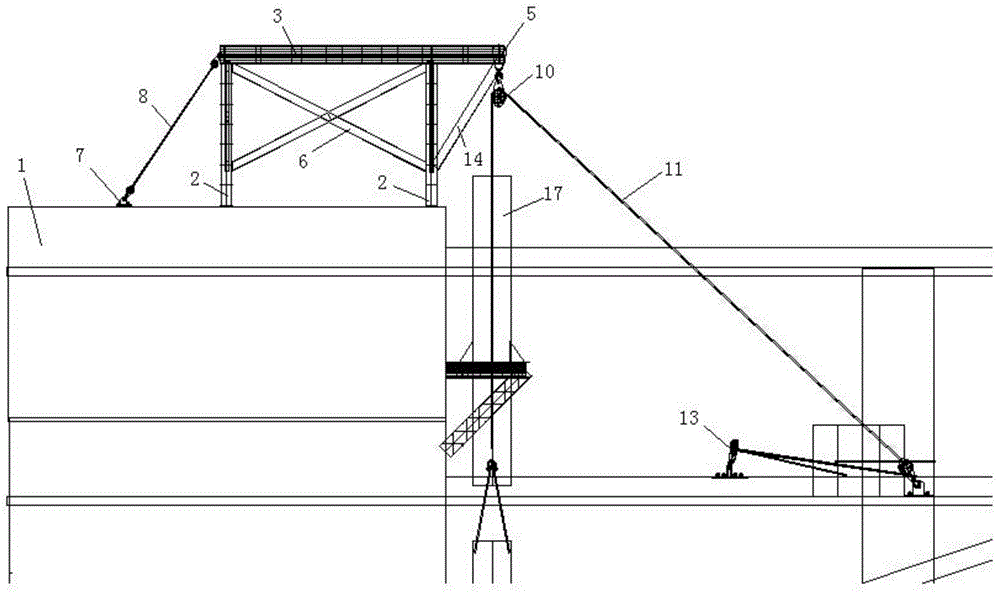 Hoisting equipment and hoisting method for hoisting inner courtyard pipeline