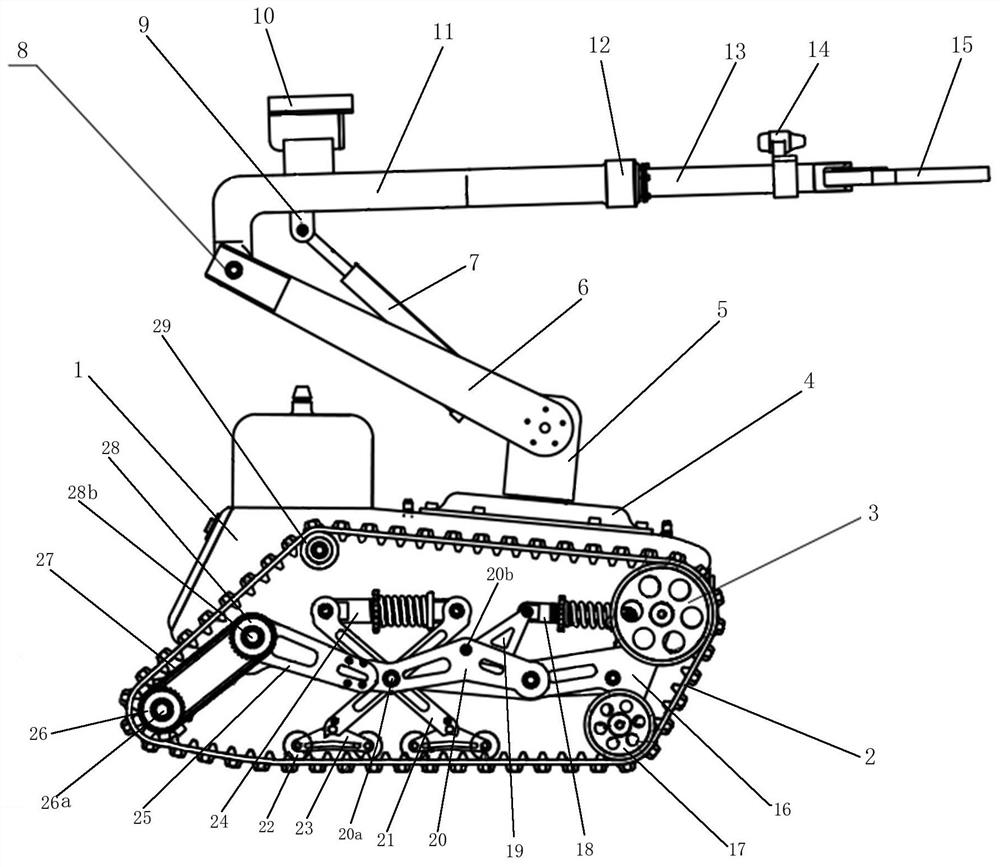 A tracked fire fighting robot