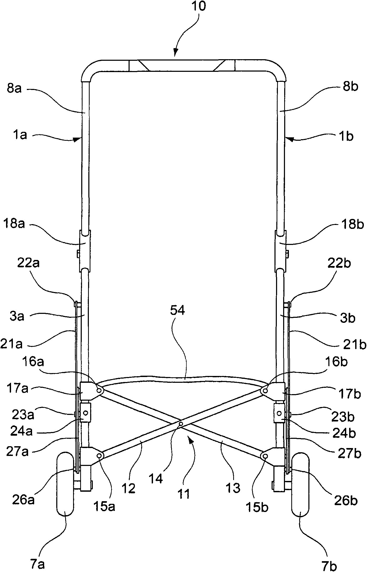 Chassis of a pushchair with two folded positions, and corresponding pushchair